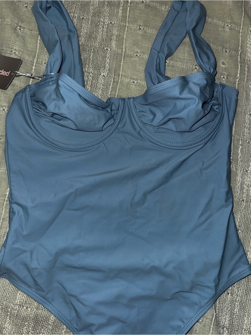 Missguided Dusty Blue Underwire One-Piece Swimsuit